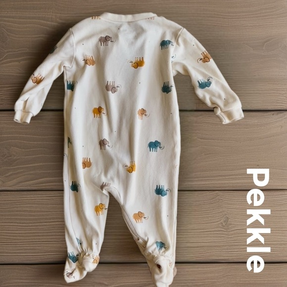 Cream Baby One Piece with Elephant 🐘 Print - Picture 3 of 8